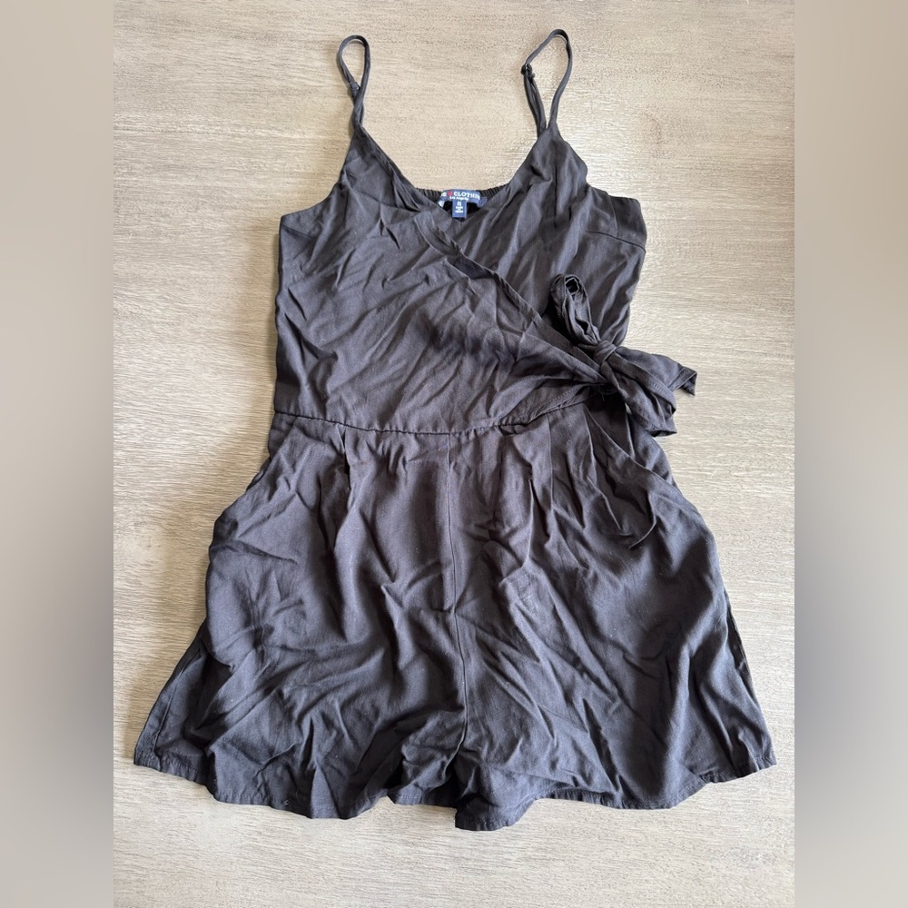 One Clothing Black Wait Tie Wrap Around Romper S